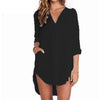 Long Sleeve Blouses Loose Mini Dress Shirts