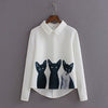 Women's Loose Chiffon Three Cats