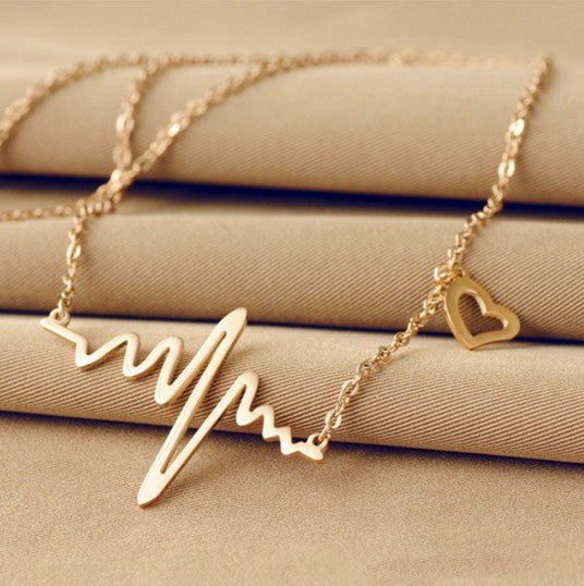 Electrocardiogram heartbeat pendant necklace