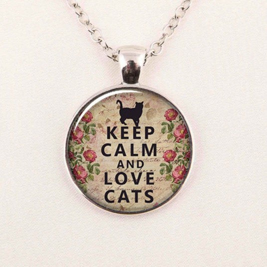 Keep Calm necklace charm glass cabochon