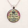 Keep Calm necklace charm glass cabochon